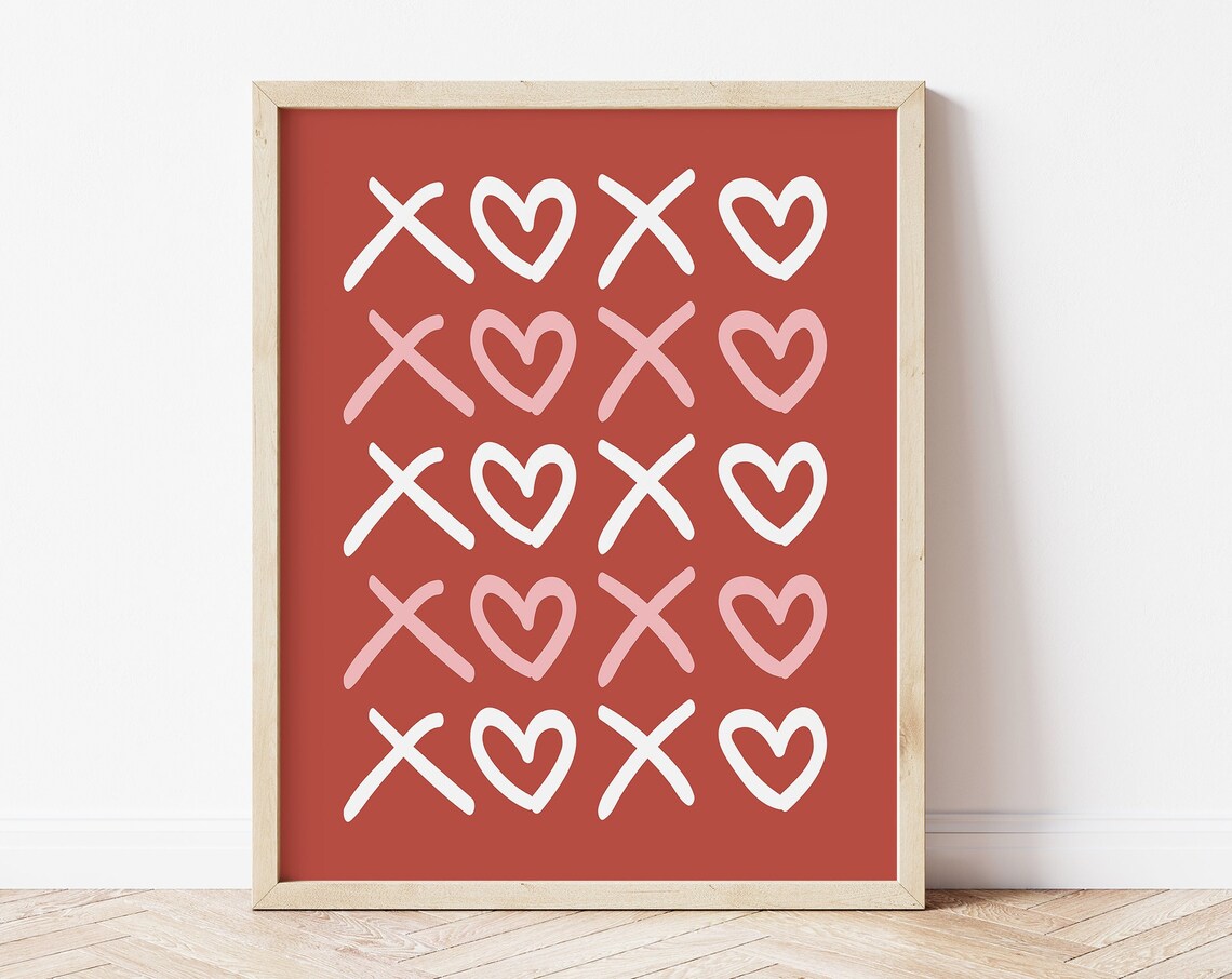 Xoxo Valentines Day Hugs Kisses Wall Art Print - Image 4
