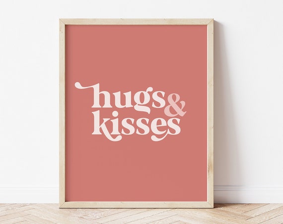Hugs And Kisses Boho Valentine's Day Art Print
