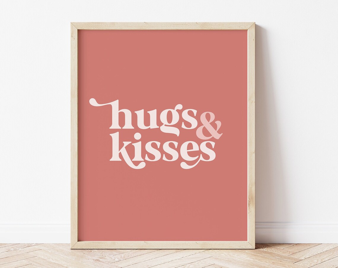 Hugs And Kisses Boho Valentine's Day Art Print