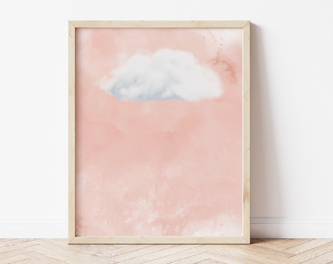 Pink Cloud Sky Art Print, Light Academia Decor