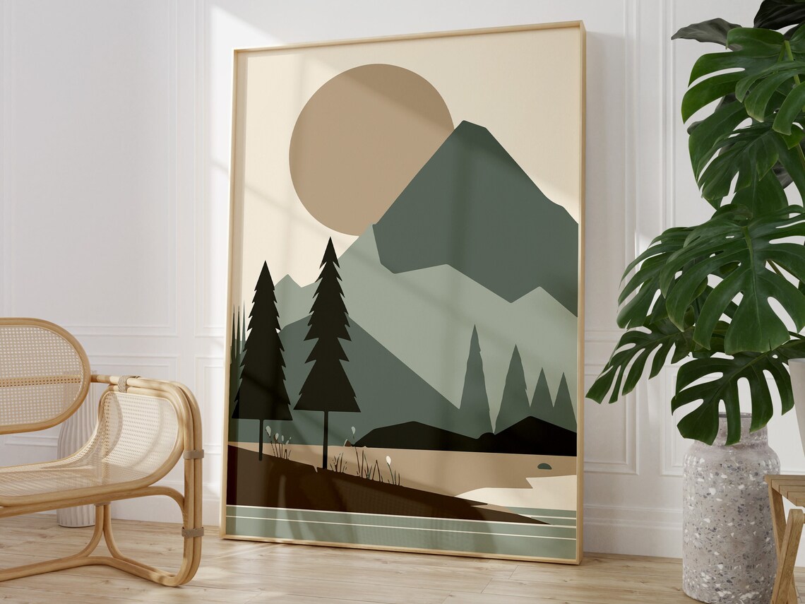 Nordic Landscape Poster, Minimalist Scandinavian Art