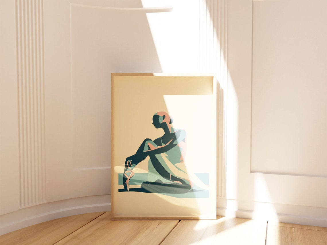 Pastel Ballet Dancer Resting Abstract Ballerina Dance Wall Art - Image 2