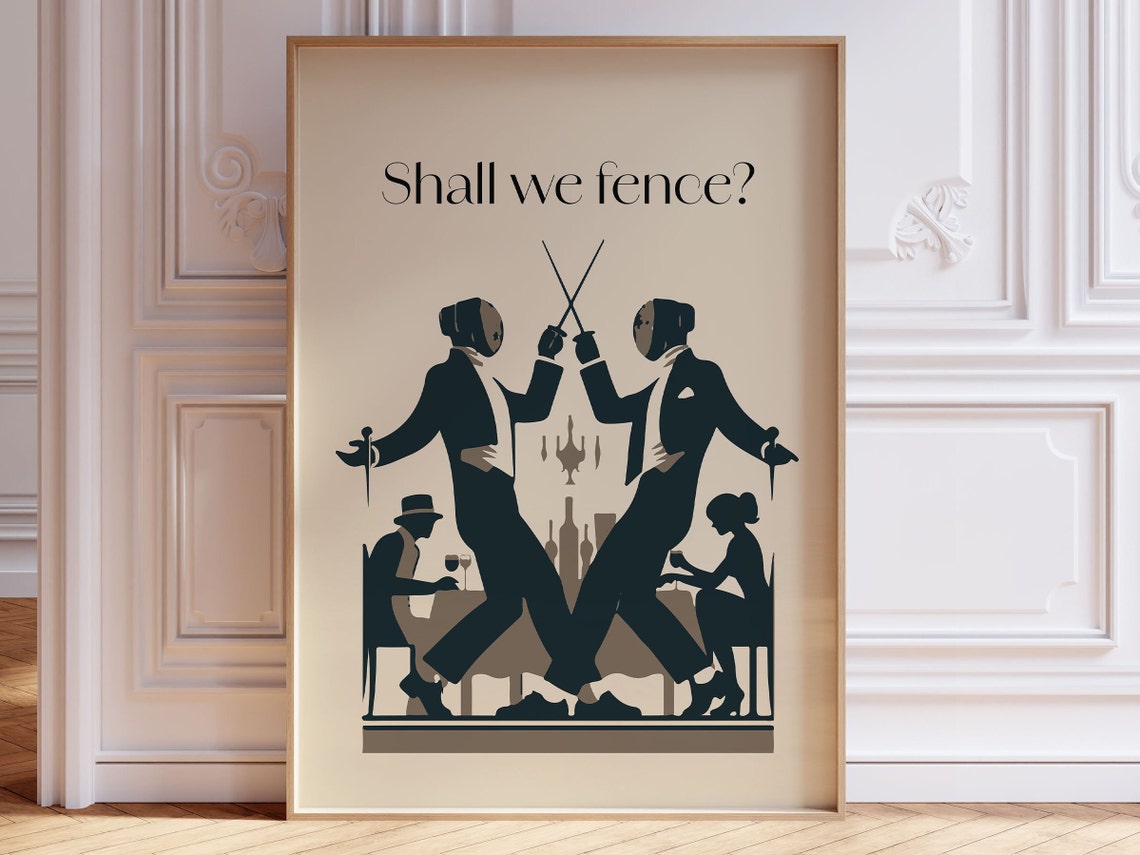 Framed Fencing Duel Poster Of Two Fencers In Action Fun Fencer Dance Phrase I Shall We Dance Fencing Wall Art I Cool Modern Sportsman Art