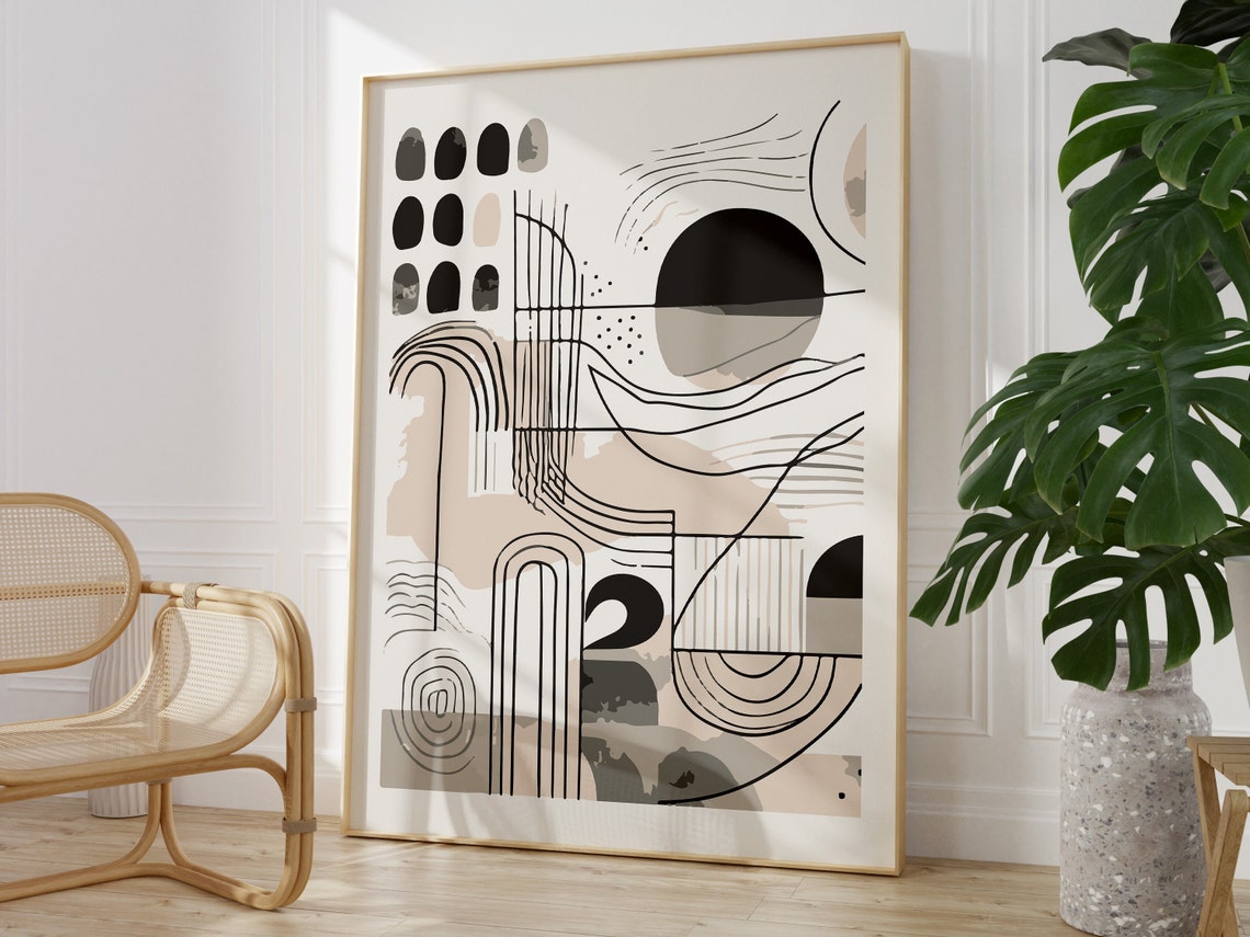 Abstract Geometric Neutral Beige Sun Arches Scandinavian Poster - Image 2