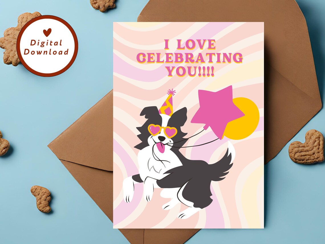 Border Collie Card, Dog Celebration Greeting Card - Image 2