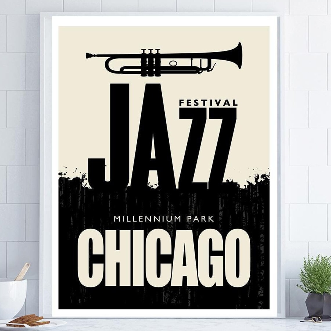 Chicago Jazz Poster, Mid-Century Music Art Print