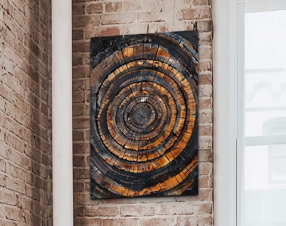 Abstract Tree Ring Gallery Ready To Hang Wall Art Print Nordic Tree Ring Art Beautiful Natural Art Nordic Tree Stump Art
