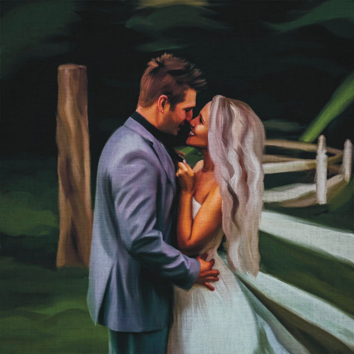 Romantic Couple Strolling Down a Tropical Garden Street Poster - Image 2