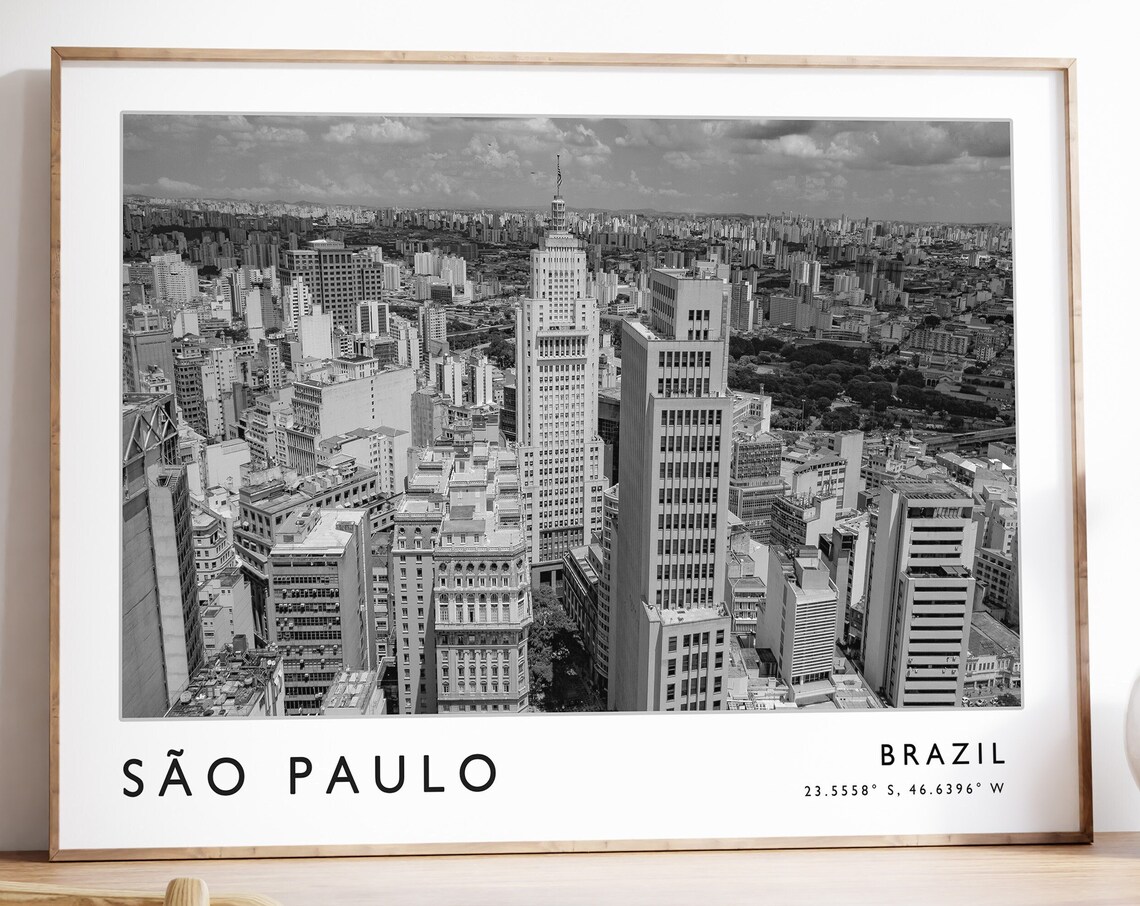 Sao Paulo Brazil Urban Black And White City Skyline Photo Poster