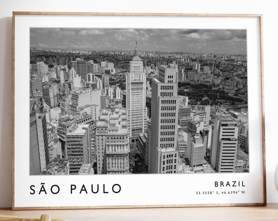 Sao Paulo Poster Sao Paulo Print Brazil Travel Poster Travel Art Travel Decor Black And White Photographic Art