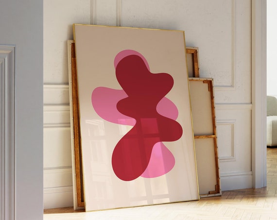 Pink And Red Abstract Print Minimalist Poster Colorful Abstract Art Contemporary Decor Abstract Shape Print Geometric Print