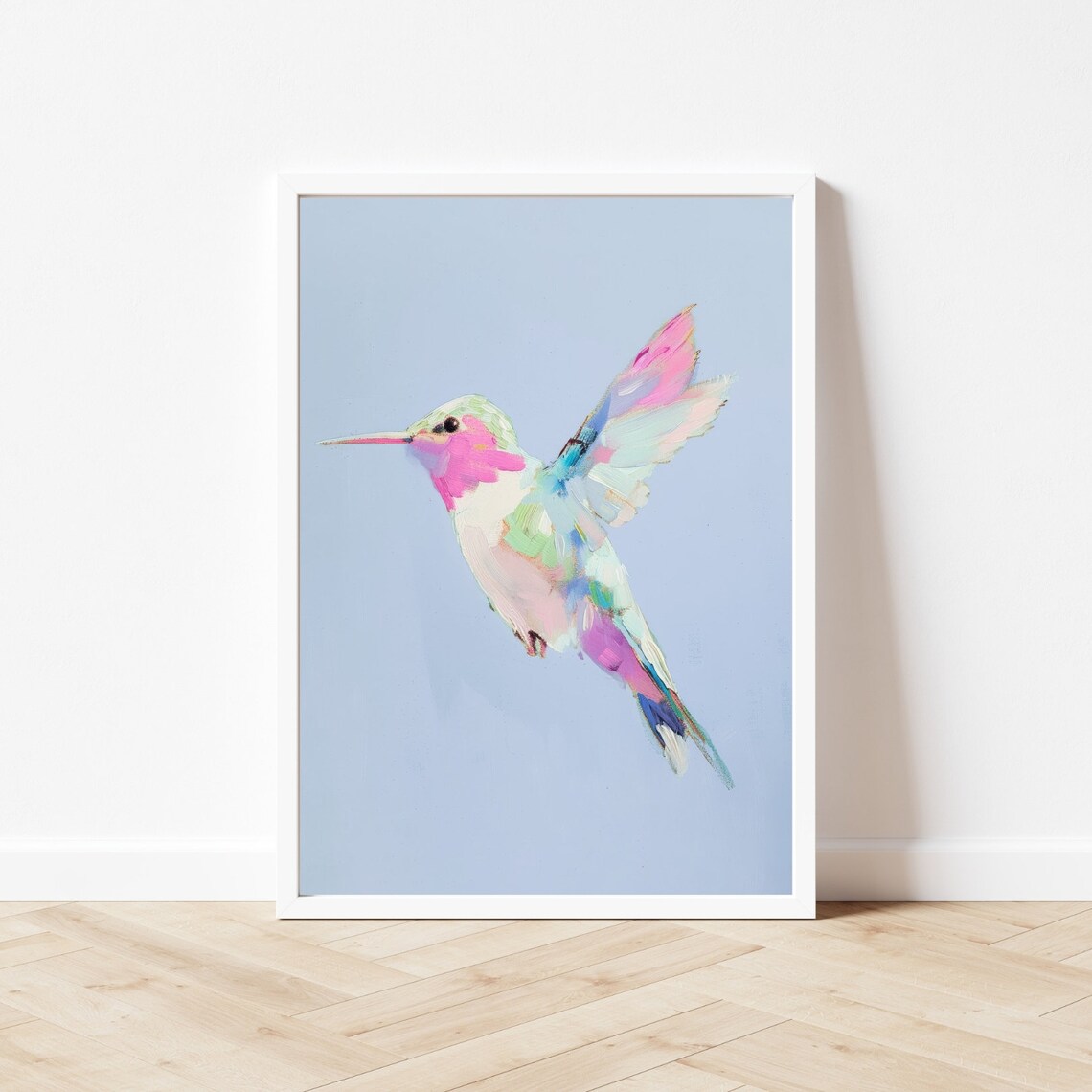 Hummingbird Painting, Pastel Bird Art Print for Girls Room - Image 3
