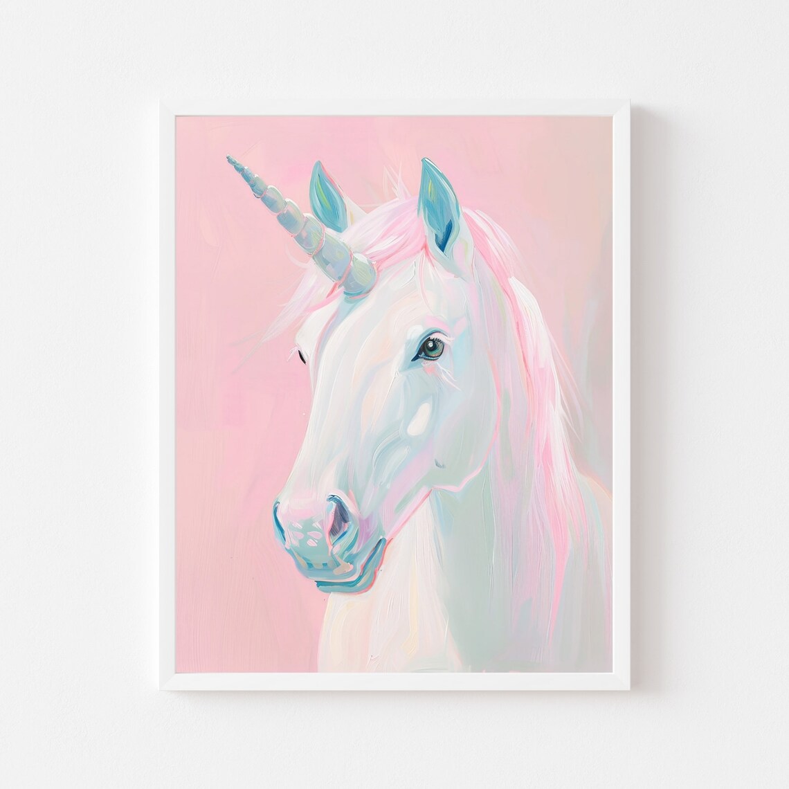 Pastel Pink Unicorn Art Print for Nursery Decor