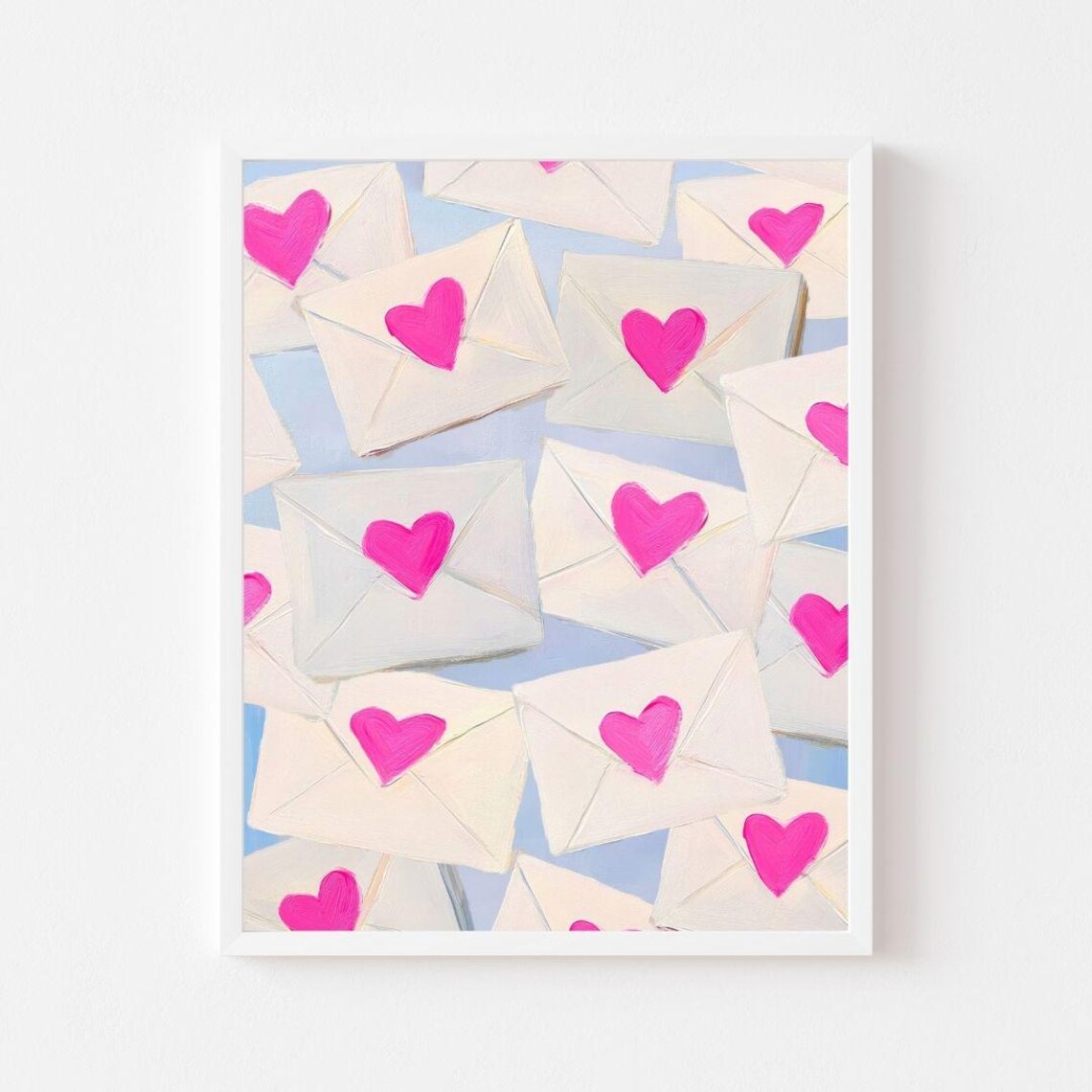 Pink Heart Love Letters Valentines Day Envelopes Girls Room Art Poster