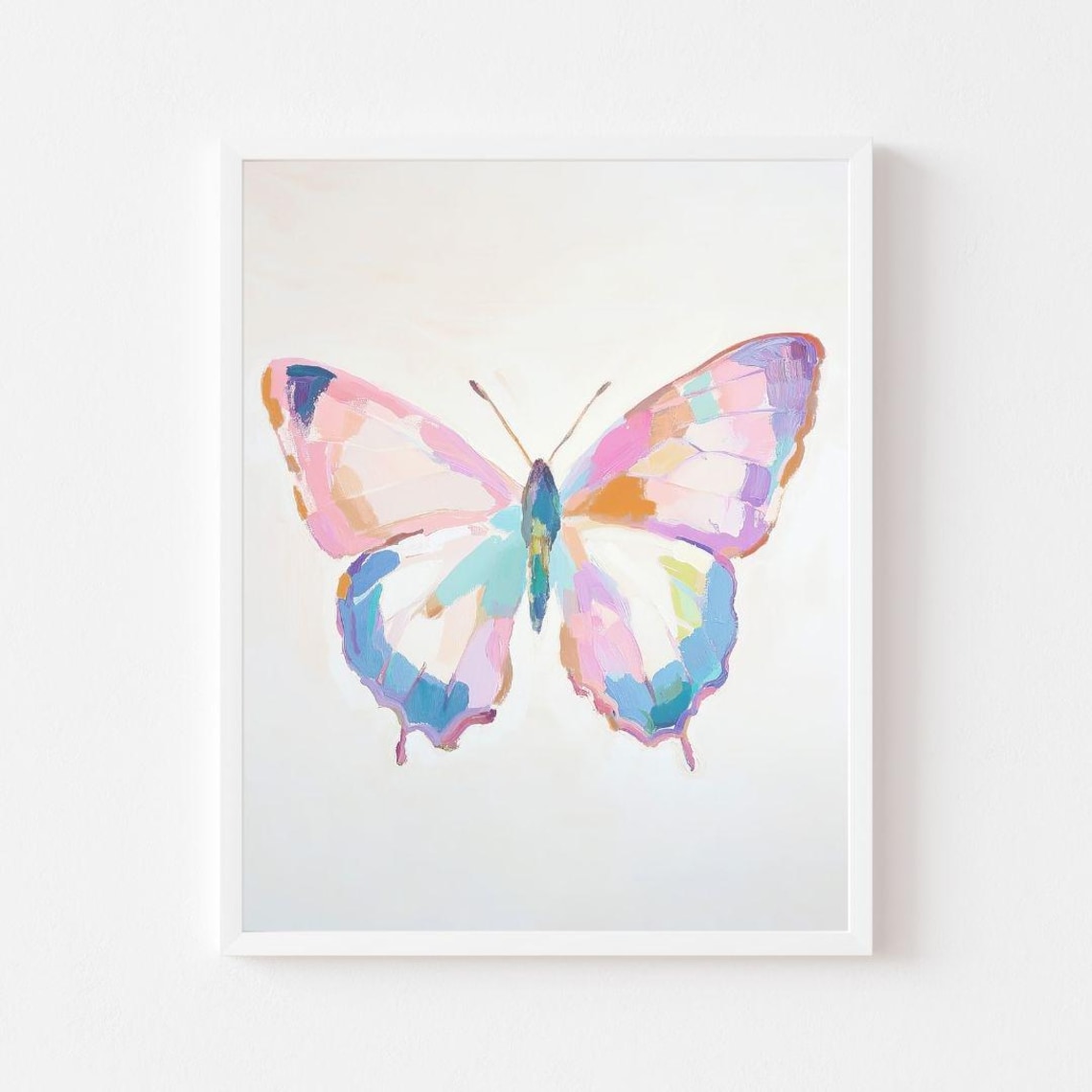 Pastel Abstract Butterfly Watercolor Art Print, Tween Room