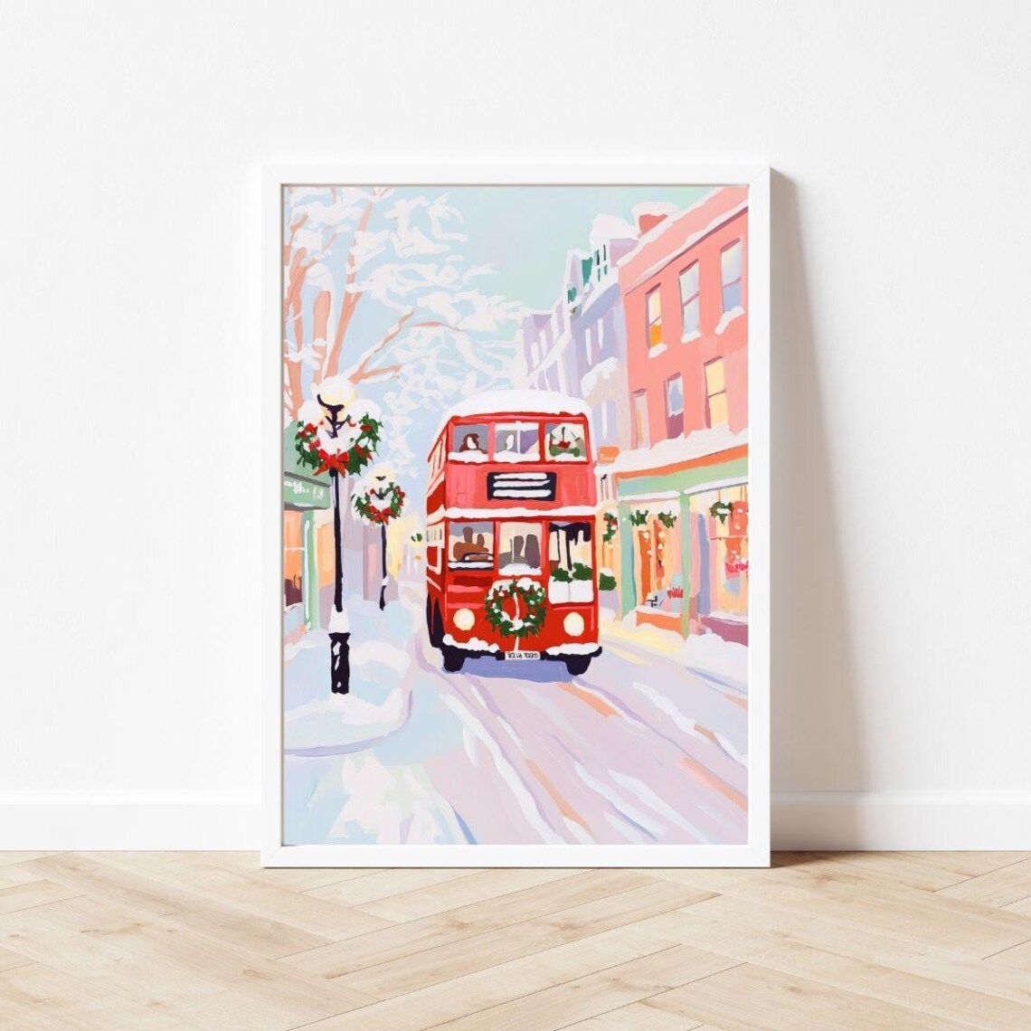 Pastel Christmas In London, Holiday Art Print - Image 3