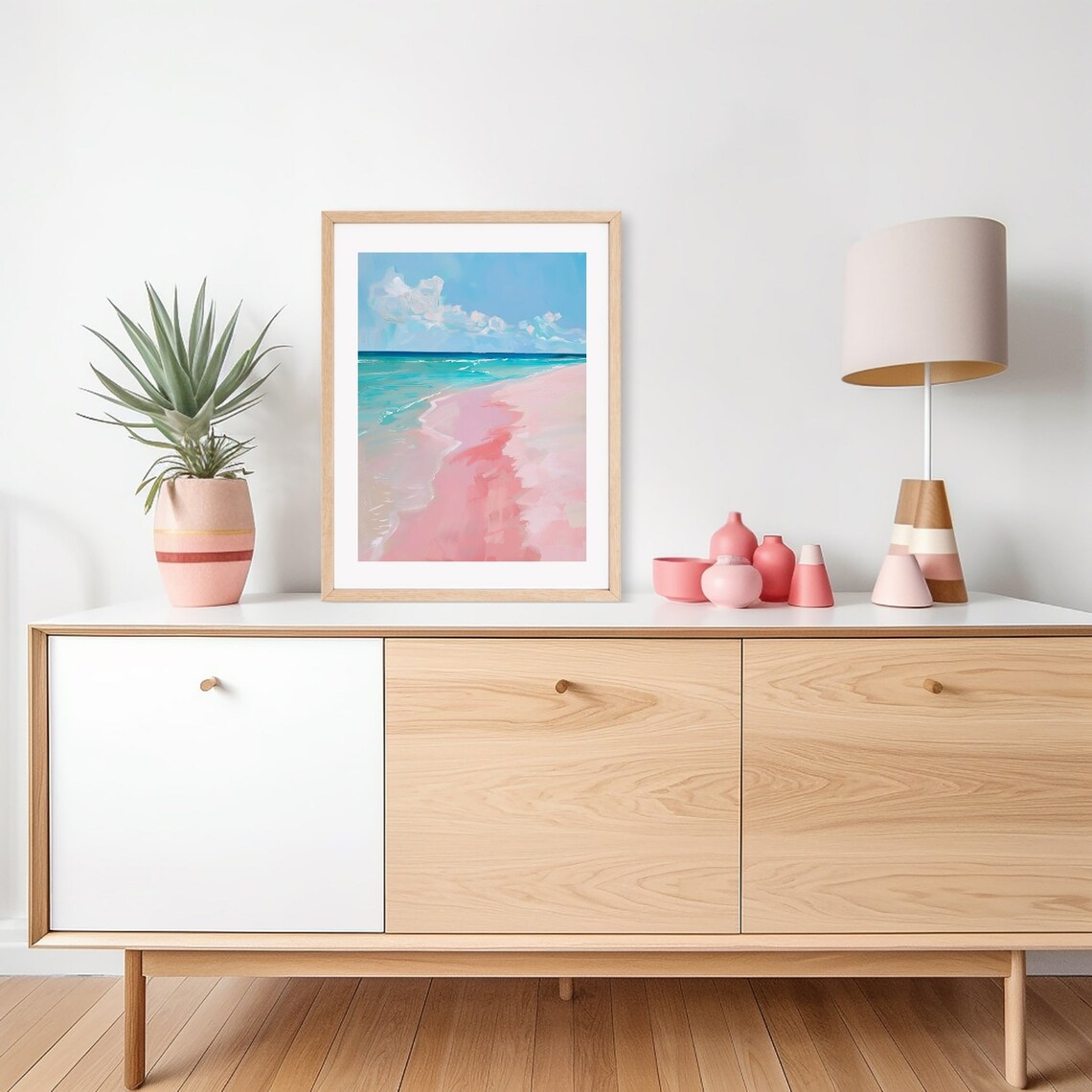 Pink Sands Beach Pastel Bahamas Coastal Art Print - Image 3