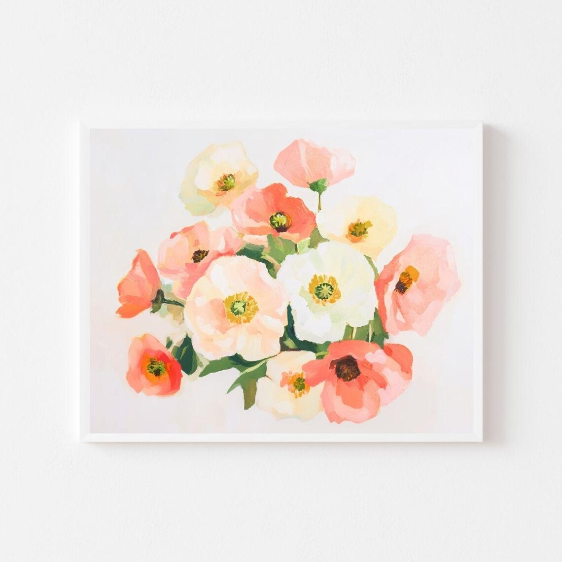 Soft Pink And White Poppy Bouquet Close Up Floral Still Life Poster