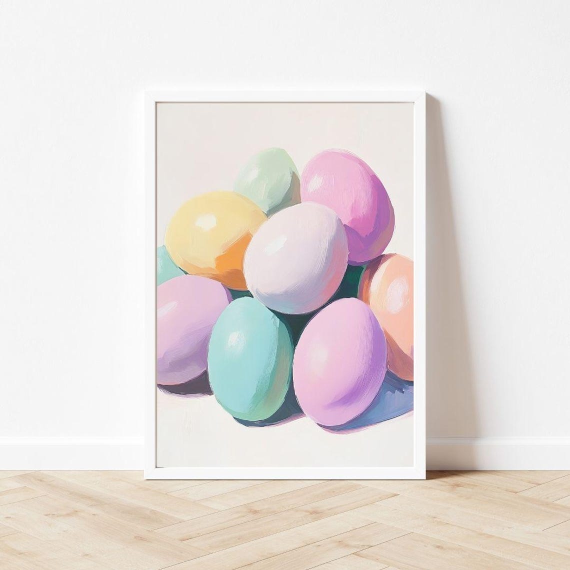 Pastel Easter Eggs Pile Spring Painting For Kitchen Wall Poster - Image 3