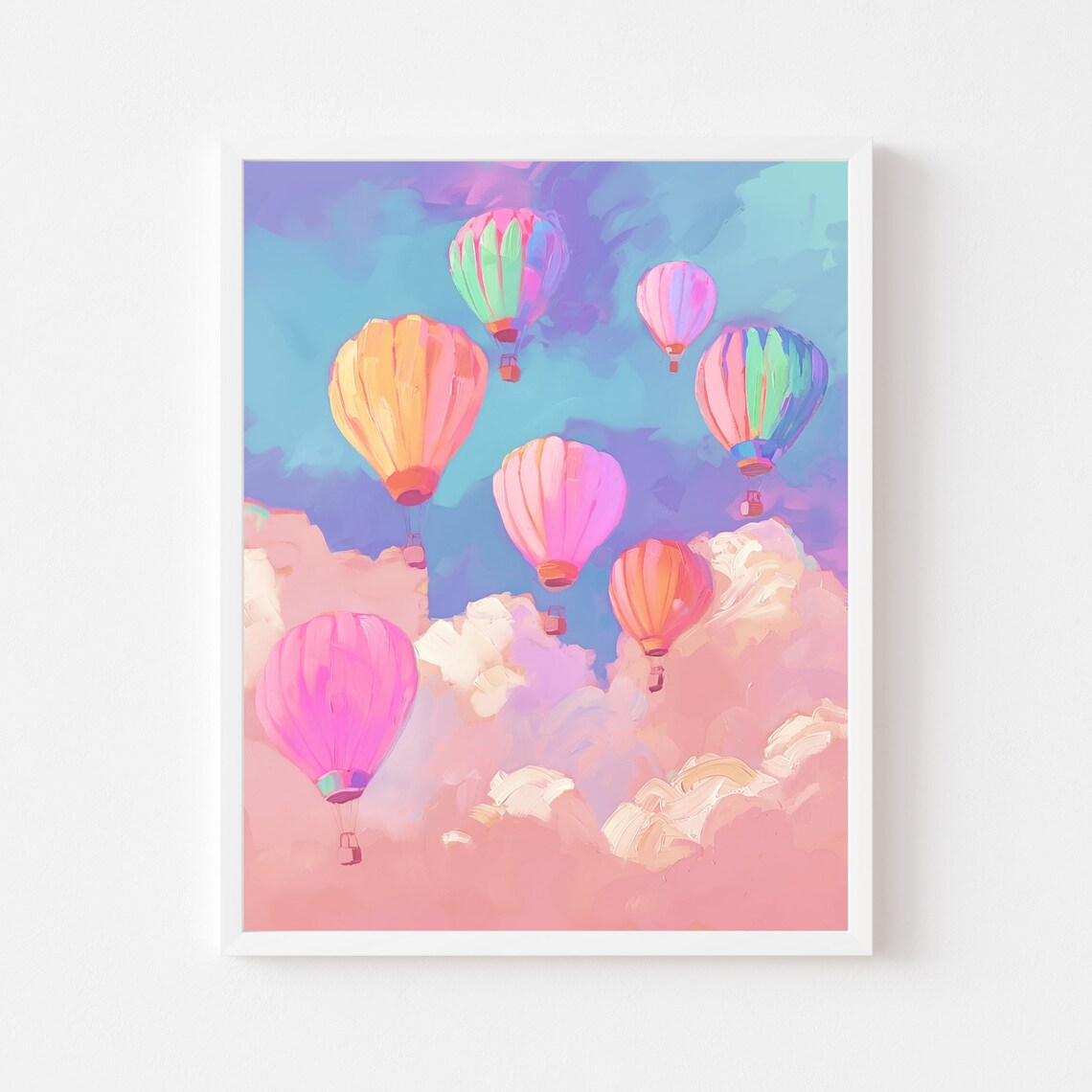 Whimsical Hot Air Balloon Art Print, Kids Room