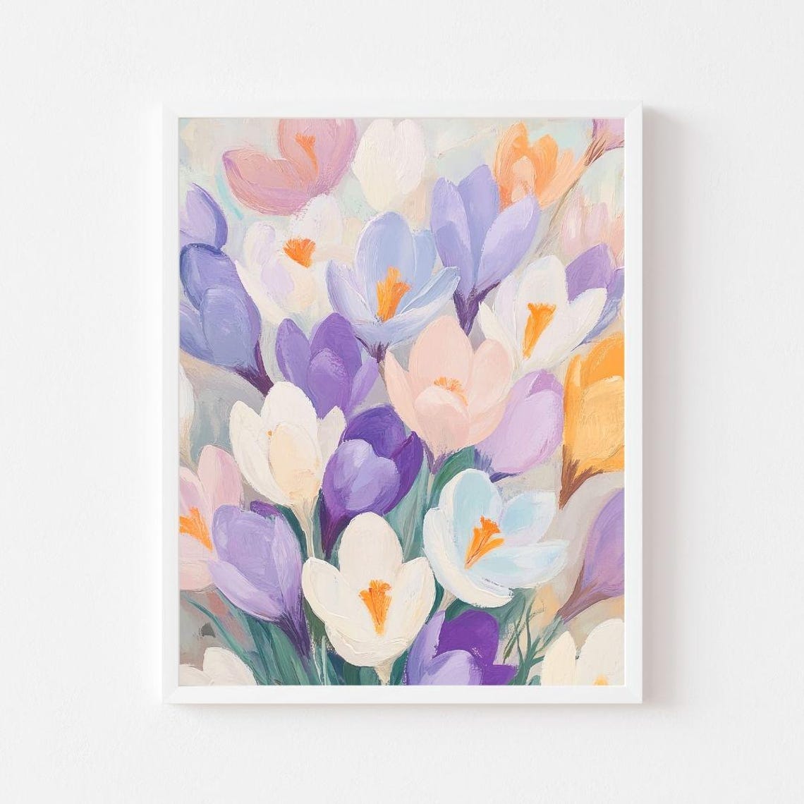 Colorful Crocus Flowers Close-Up Pastel Spring Garden Poster