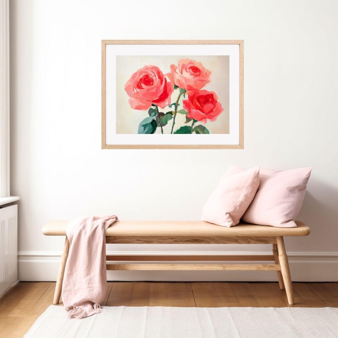 Vintage Red Roses Painting, Valentine Girls Room Art Print - Image 2