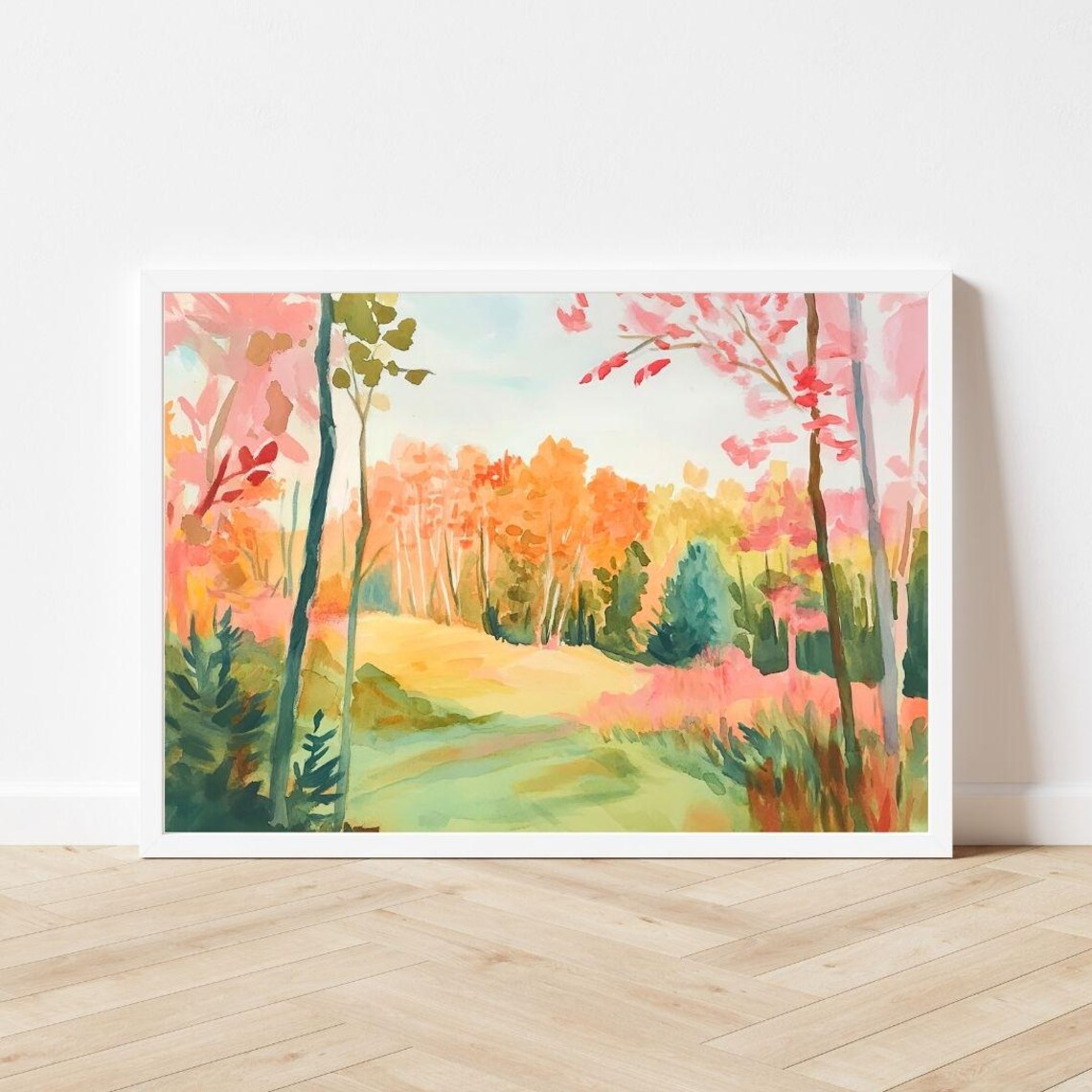 Autumn Watercolor Forest Trees Art Print, Fall Landscape - Image 3