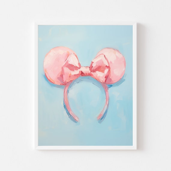 Pink Bow Mouse Ears Magical Nursery Art Print
