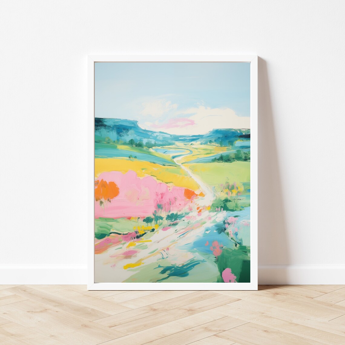 Abstract Landscape Watercolor Print, Spring Meadow - Image 2