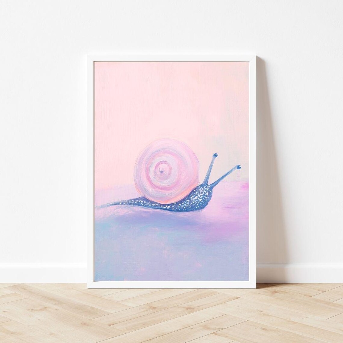 Sparkly Snail Watercolor Art Print, Pink Playroom - Image 3
