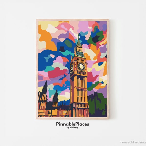 Big Ben Art Print London Travel Poster In Matisse Style File