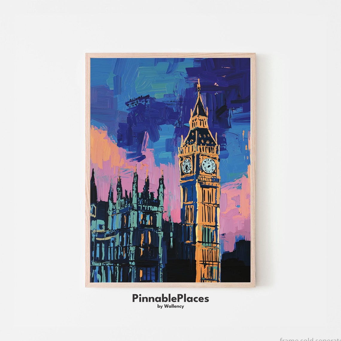 Big Ben London Sunset Painterly Cityscape Expressionist Art Poster