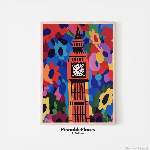 Big Ben Art Print London Travel Poster In Matisse Style File