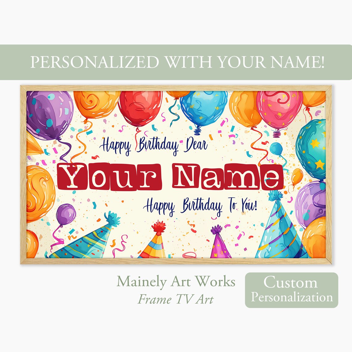 Birthday Happy Birthday Custom Name Art Print
