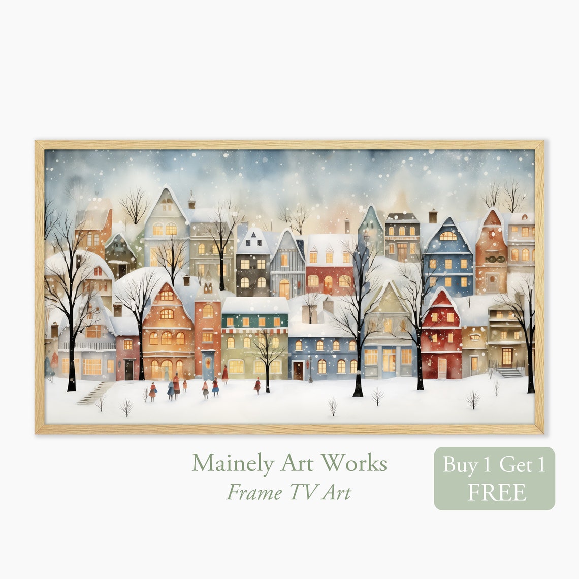 Winter Village Frame Tv Art Christmas Village Charles Dickens Style Art Tv Art Department 56 Style Houses Art Country Houses Tv