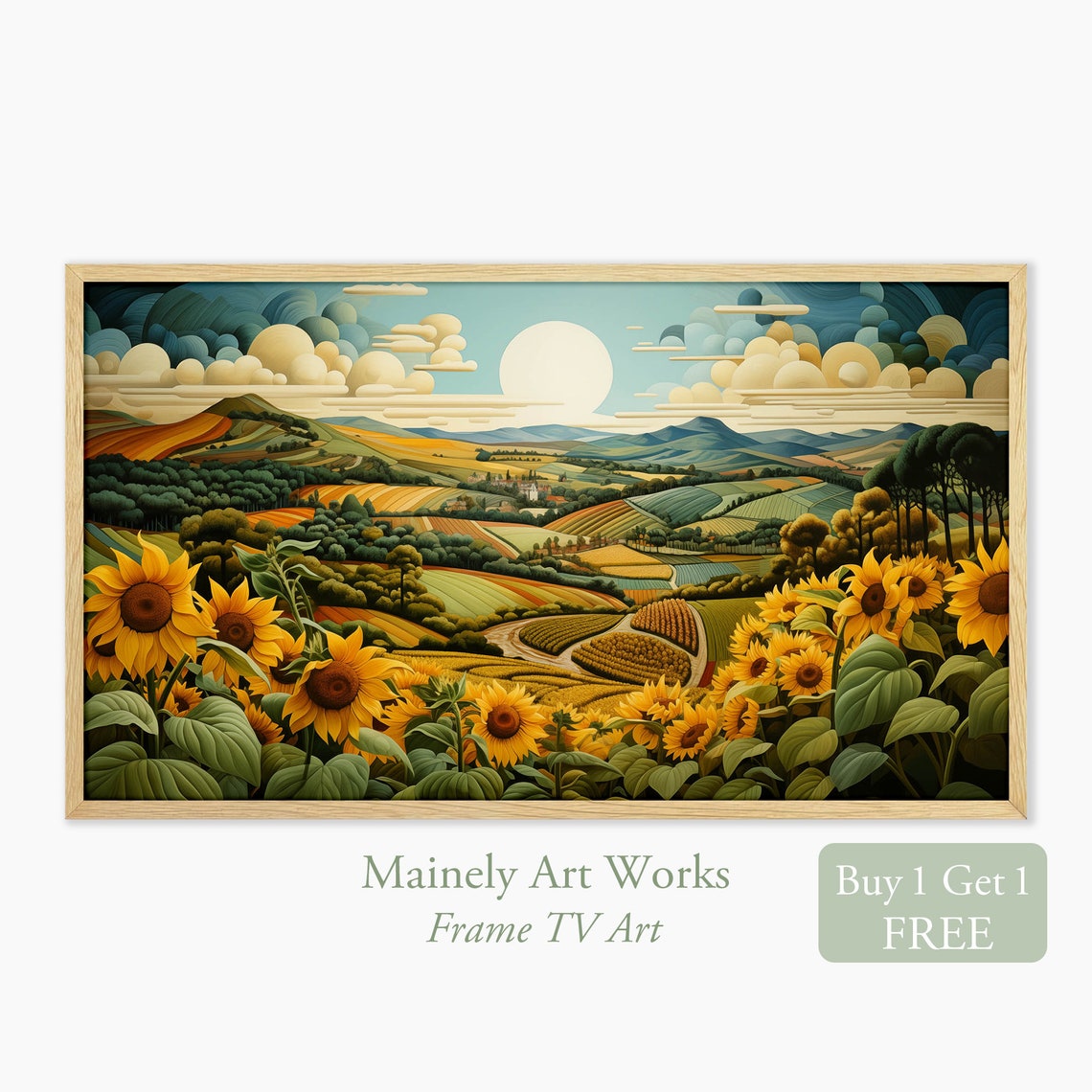 Sunflower Paintings For Frame Tv Art Field Of Sunflowers For Frame Tv Farm Painting Of Country Sunflowers Summer Flowers Tv Art