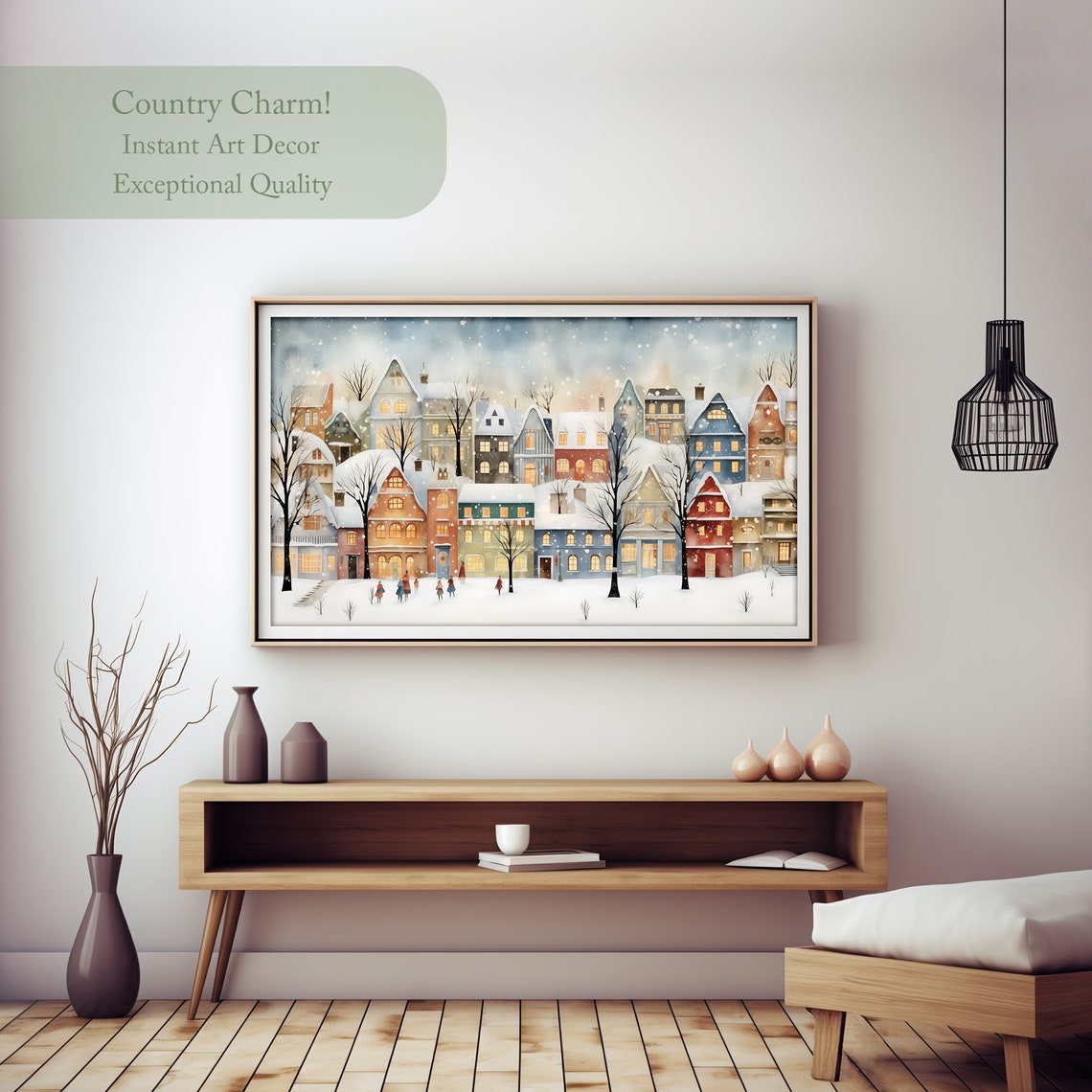 Winter Village Frame Tv Art Christmas Village Charles Dickens Style Art Tv Art Department 56 Style Houses Art Country Houses Tv - Image 2