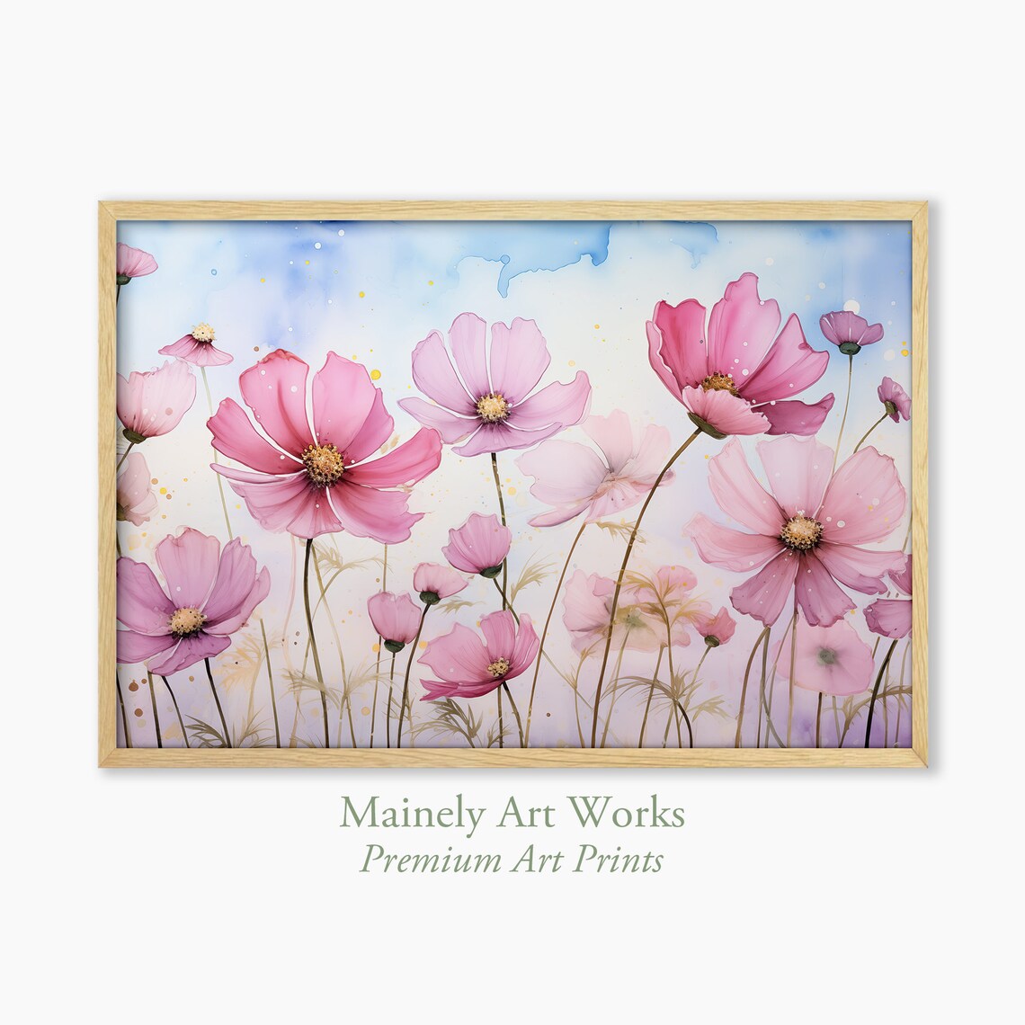 Pink Flowers Art Print, Watercolor Floral Nursery - Image 3