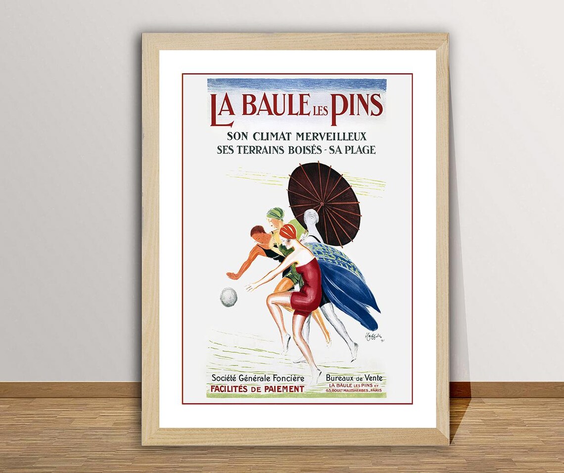 La Baule Les Pins Son Climat Merveuillex Ses Terrains Boises Sa Plage France Vintage Travel Poster Travel Art Print Gift Idea