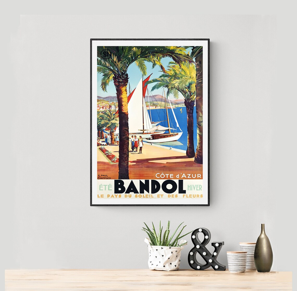 Bandol Cote Dazur France Vintage Travel Poster - Image 2