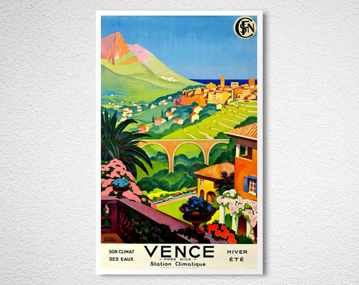 Vence France Vintage Travel Poster French Riviera Poster Travel In France Museum Quality - Image 2