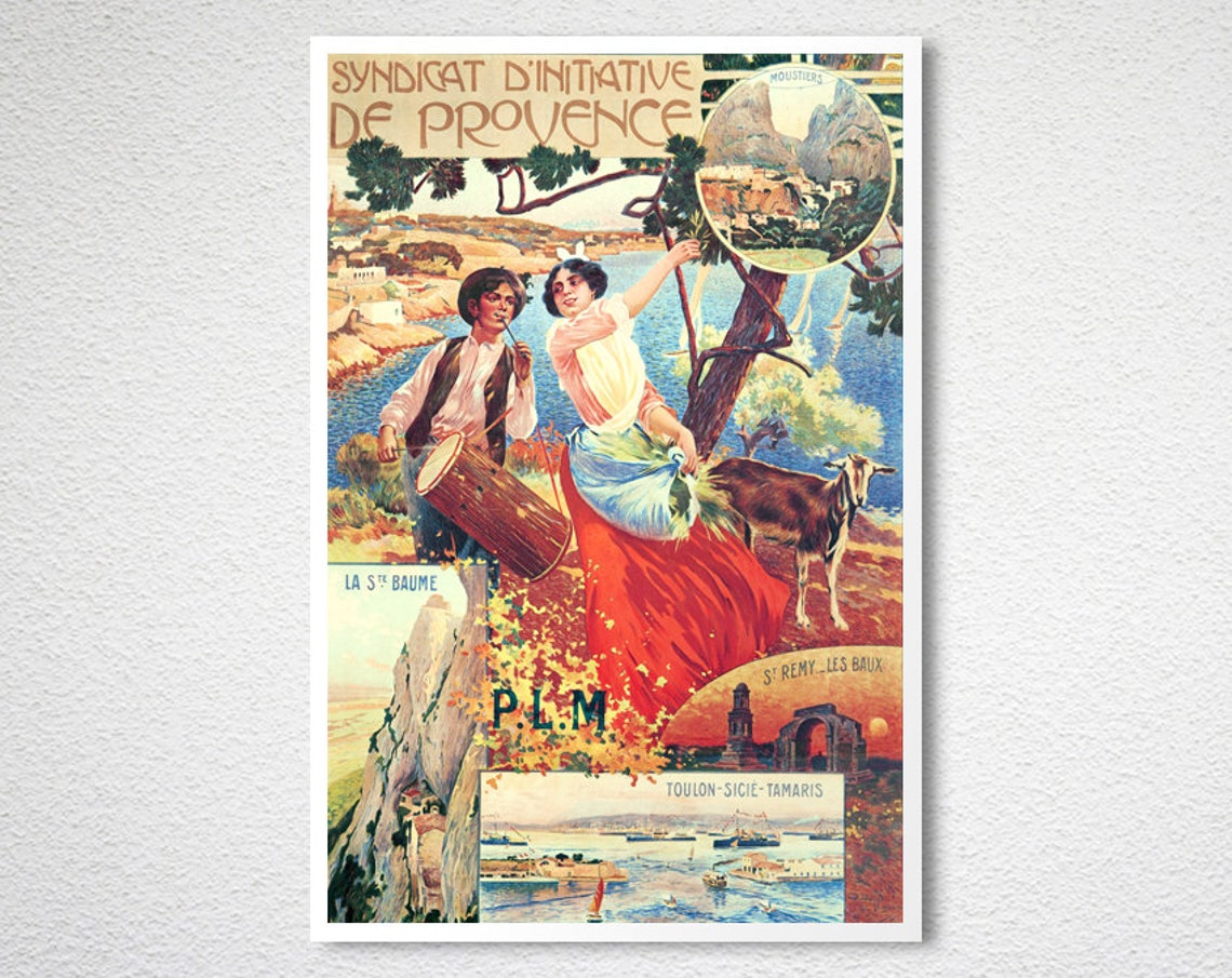 Provence Riviera Vintage French Travel P.L.M. Railway Poster - Image 2