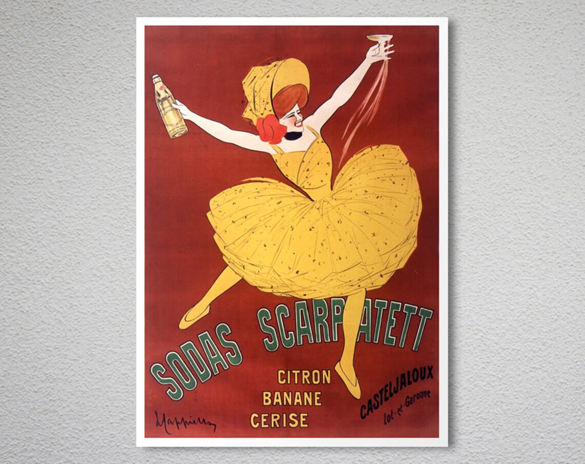 Sodas Scarpa Tett Citron Banane Cerise Vintage French Soda Poster Art - Image 2