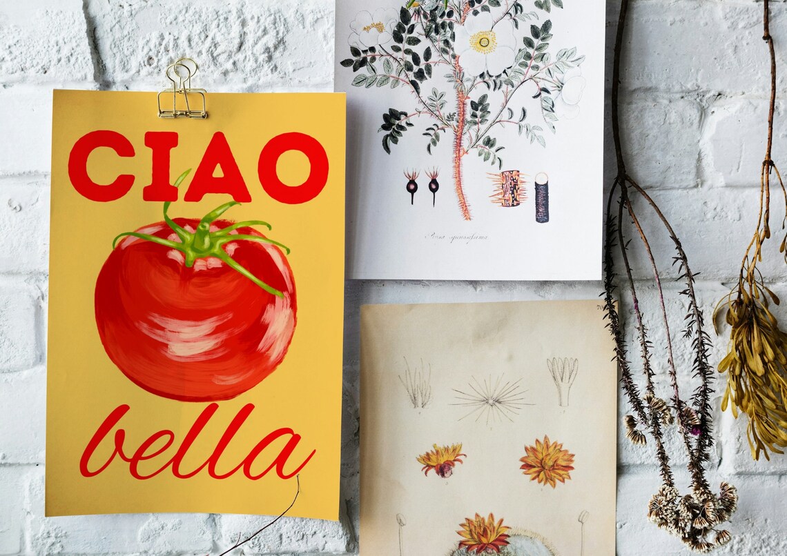 Ciao Bella Tomato Italian Poster Wall Art Wall Decor For The Kitchen