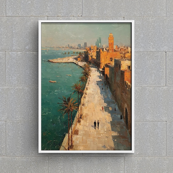 Tripoli Libya Red Castle Waterfront Promenade Historic Art Poster