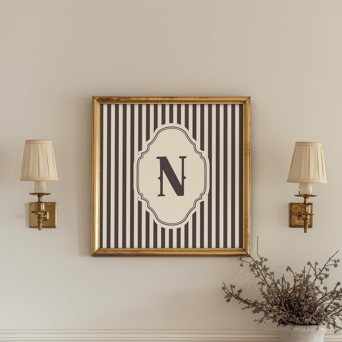 N Square Initial Personalized Watercolor Gift - Image 2