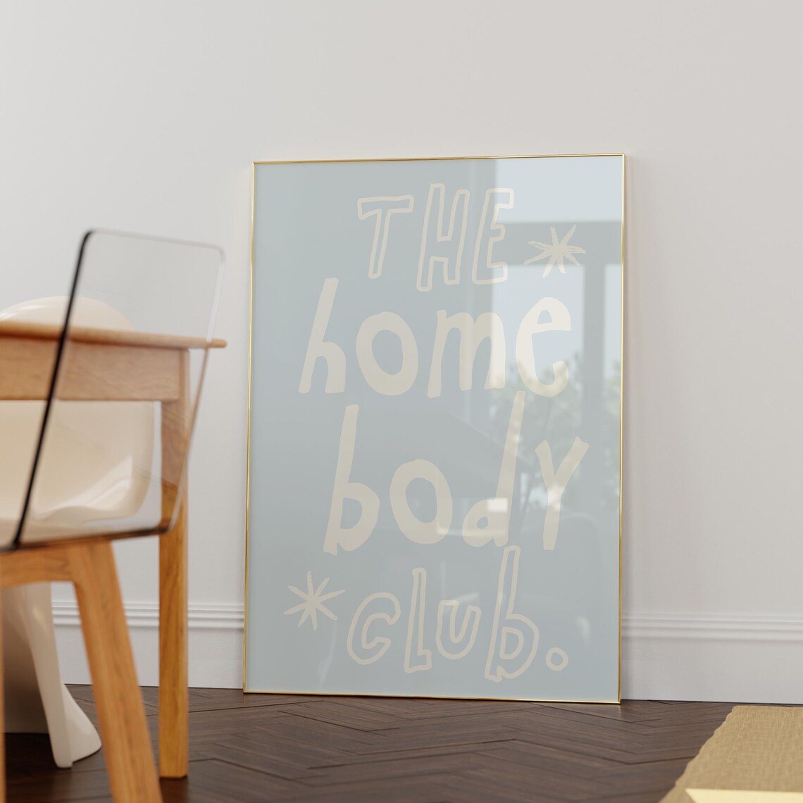 The Homebody Club Pale Blue Hand Lettered Quote Trendy Wall Art Print - Image 5