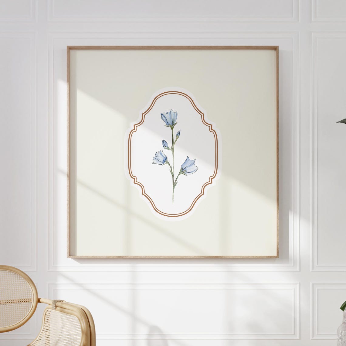 Blue Bluebell Wildflower Watercolor Copper Medallion Wall Art Print - Image 5