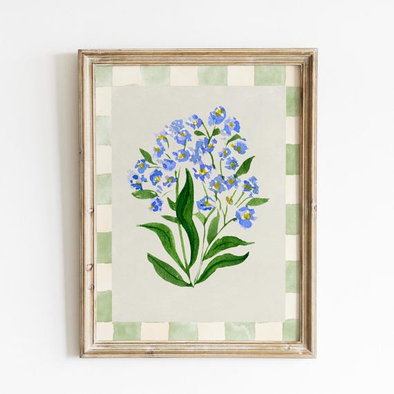 Blue Daisy Watercolor Nursery Art Print