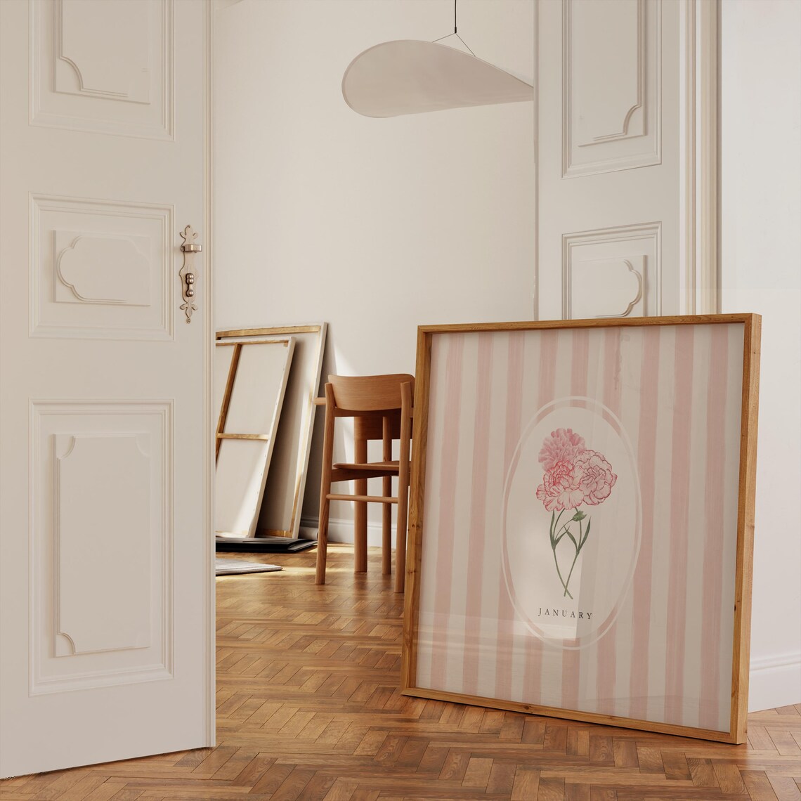 January Pink Carnation Duo Bloom Birth Month Flower Watercolor Gift Poster - Image 2